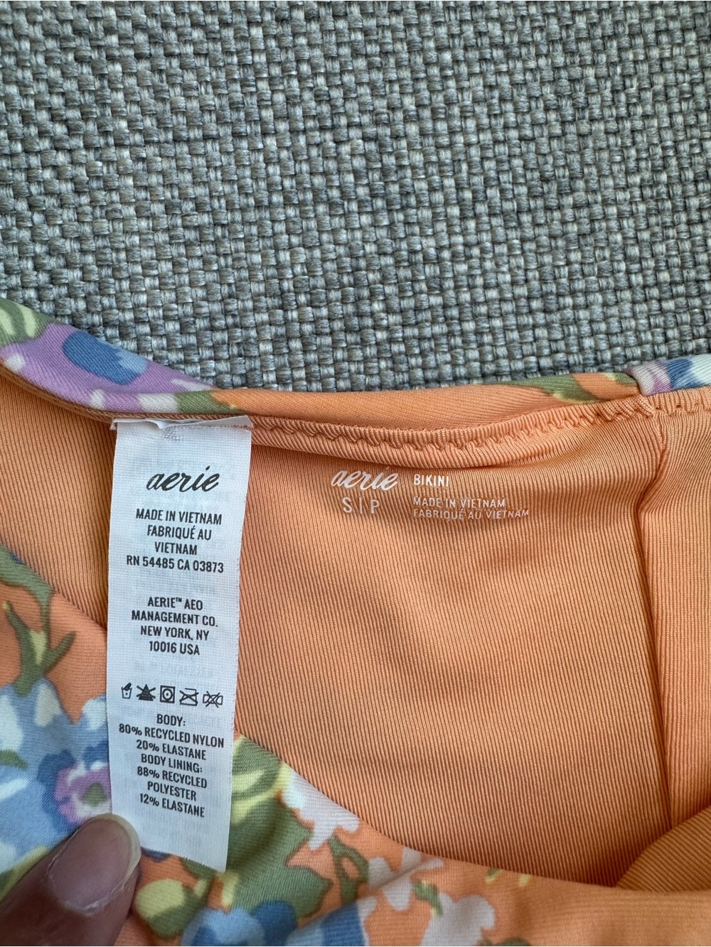 S Aerie Printed Ruffle Scoop Bikini Two Piece Matching Set Apricot Wash Swimsuit - Picture 10 of 12